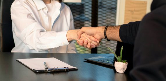 Business partners shaking hands to establish a company in Turkey