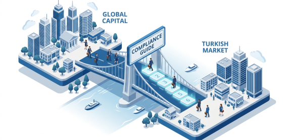 Investing in Turkey with a compliance guide showing strategic steps for global capital and the Turkish market.