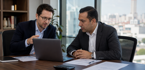 Foreign software company executives discussing Turkey VAT for digital services and compliance requirements for Turkish customers.